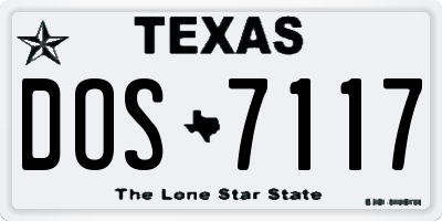 TX license plate DOS7117