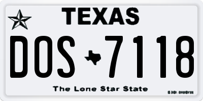 TX license plate DOS7118