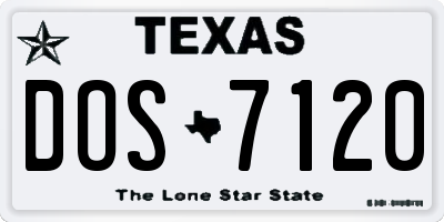 TX license plate DOS7120