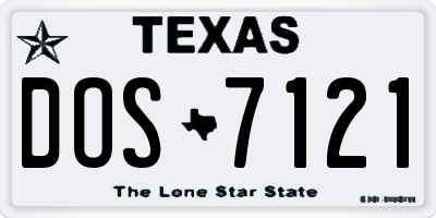 TX license plate DOS7121