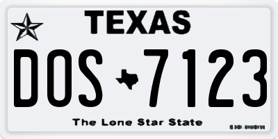 TX license plate DOS7123