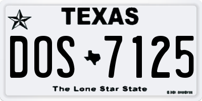 TX license plate DOS7125