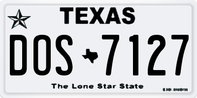 TX license plate DOS7127