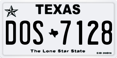 TX license plate DOS7128