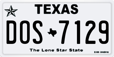 TX license plate DOS7129