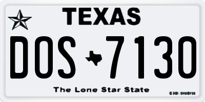 TX license plate DOS7130