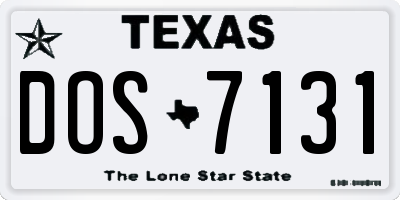 TX license plate DOS7131