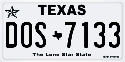 TX license plate DOS7133