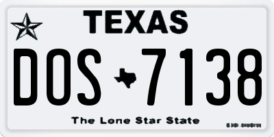TX license plate DOS7138