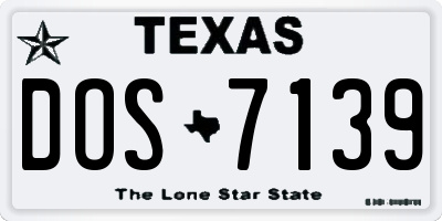 TX license plate DOS7139