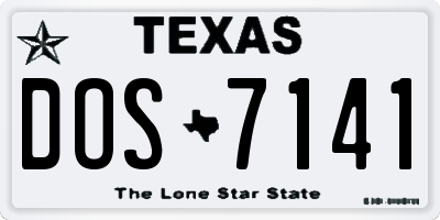 TX license plate DOS7141