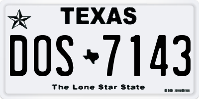 TX license plate DOS7143