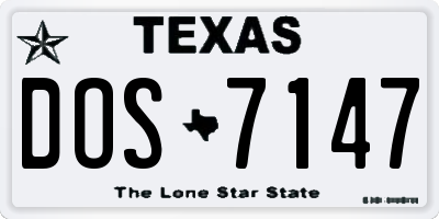 TX license plate DOS7147