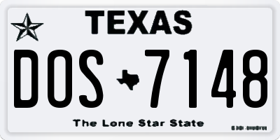TX license plate DOS7148