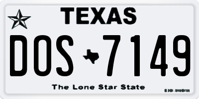 TX license plate DOS7149