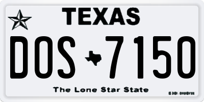 TX license plate DOS7150