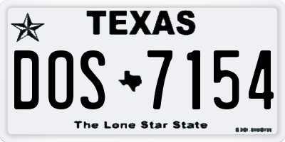 TX license plate DOS7154