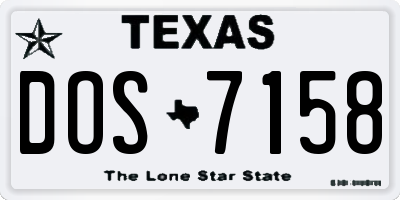 TX license plate DOS7158