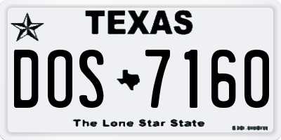 TX license plate DOS7160