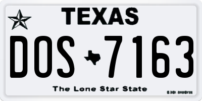 TX license plate DOS7163