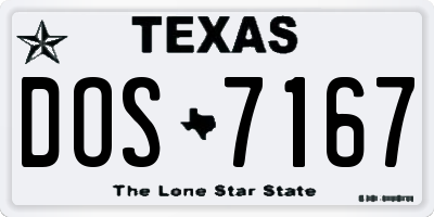 TX license plate DOS7167