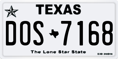 TX license plate DOS7168