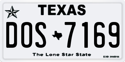 TX license plate DOS7169