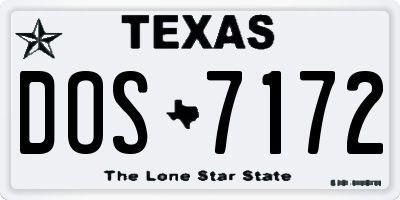 TX license plate DOS7172