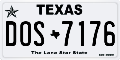 TX license plate DOS7176