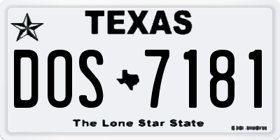 TX license plate DOS7181