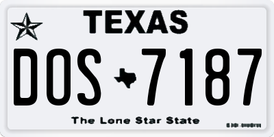 TX license plate DOS7187