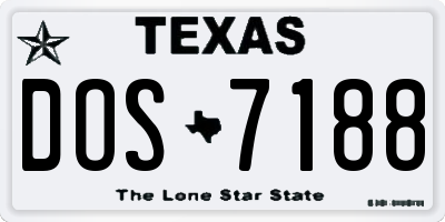 TX license plate DOS7188