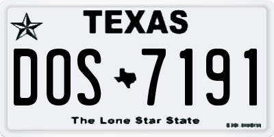 TX license plate DOS7191