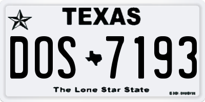 TX license plate DOS7193