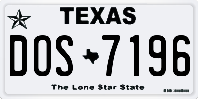 TX license plate DOS7196