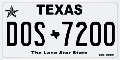 TX license plate DOS7200