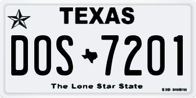 TX license plate DOS7201