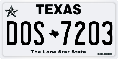 TX license plate DOS7203