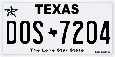 TX license plate DOS7204