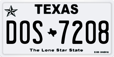 TX license plate DOS7208