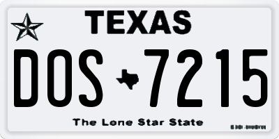 TX license plate DOS7215