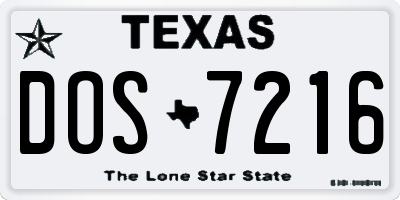 TX license plate DOS7216