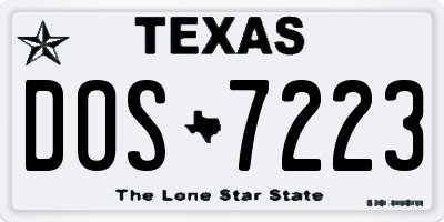 TX license plate DOS7223