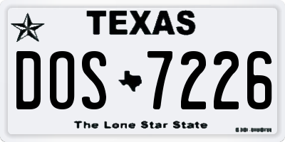 TX license plate DOS7226