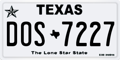TX license plate DOS7227