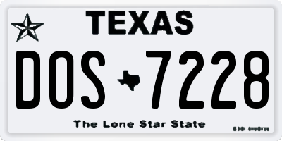 TX license plate DOS7228
