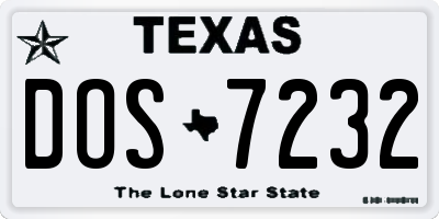 TX license plate DOS7232