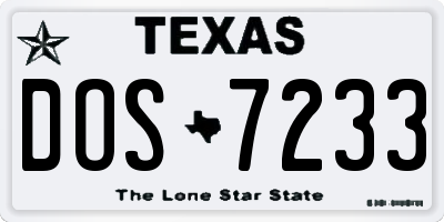 TX license plate DOS7233