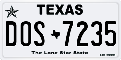 TX license plate DOS7235
