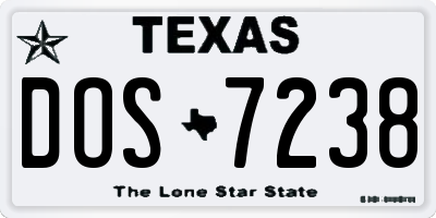 TX license plate DOS7238